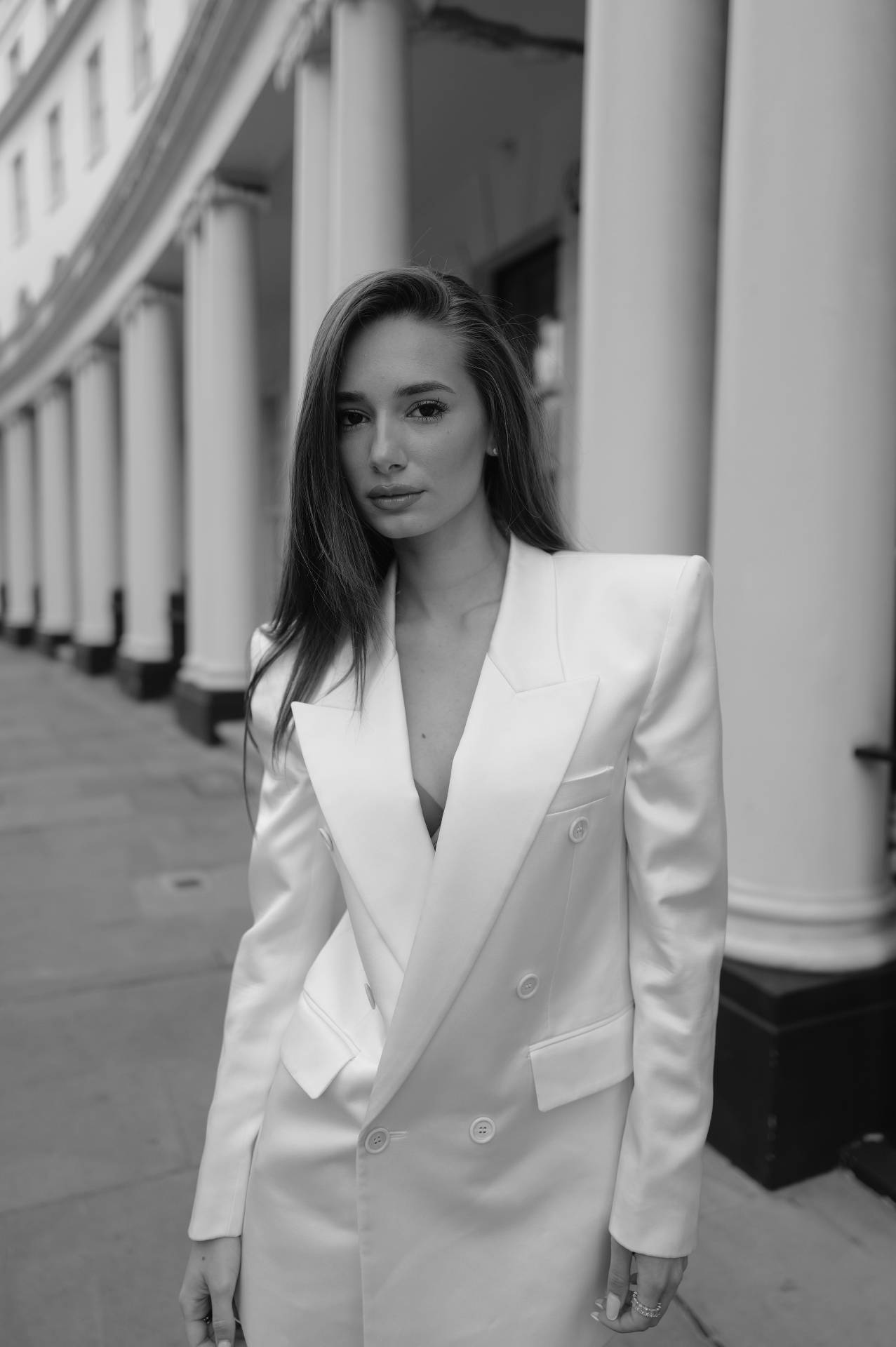 Black and white editorial portrait of the founder of Velkova Studio